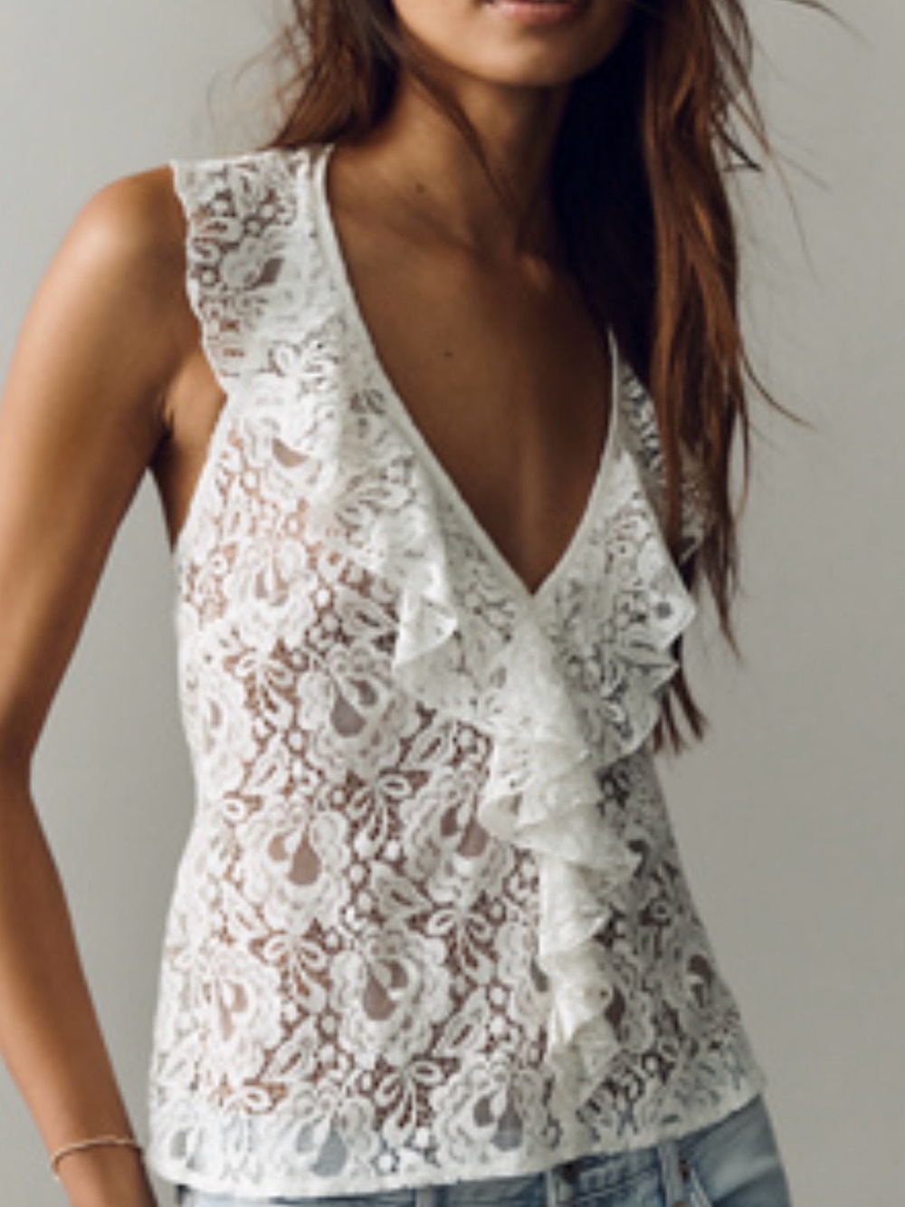 Anthropologie White Lace Tank - XL - NWT